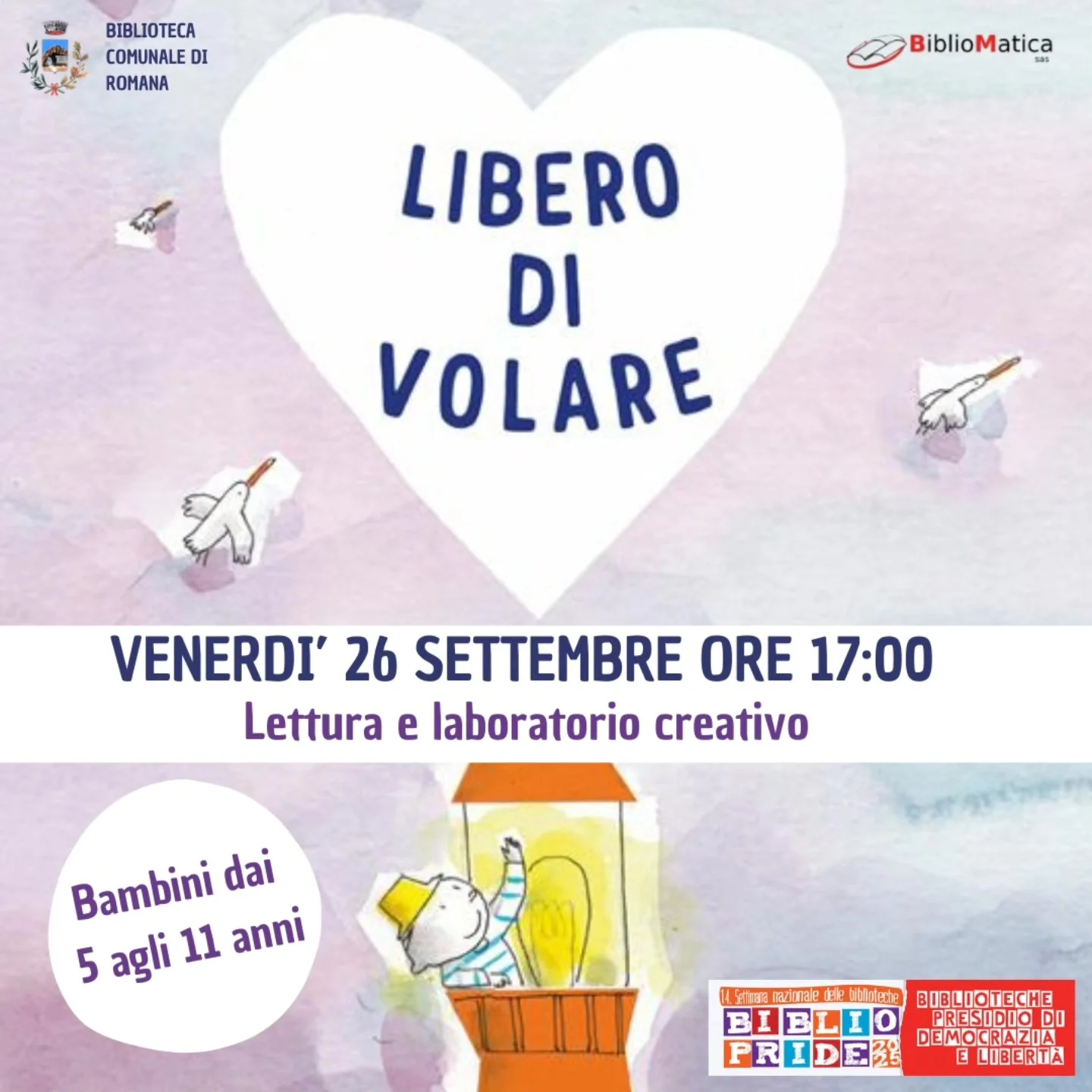 Settimana del Bibliopride – Laboratorio per bambini “Libero di volare”