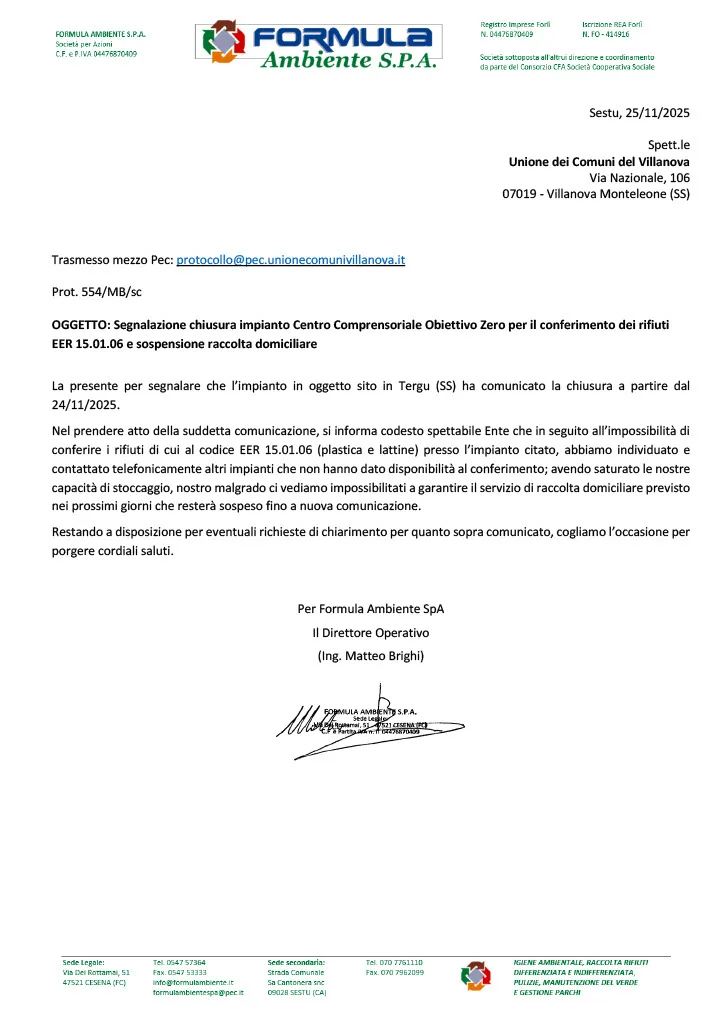 Si informa la cittadinanza