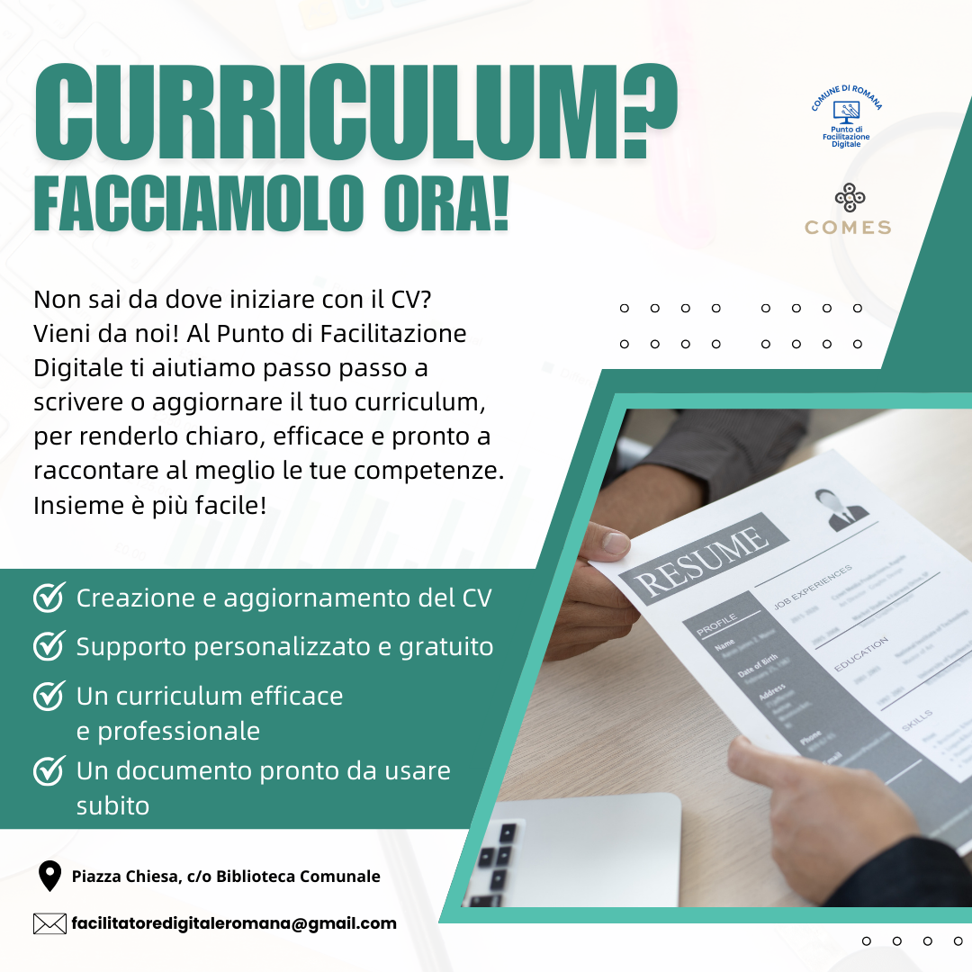 CURRICULUM?  FACCIAMOLO ORA!