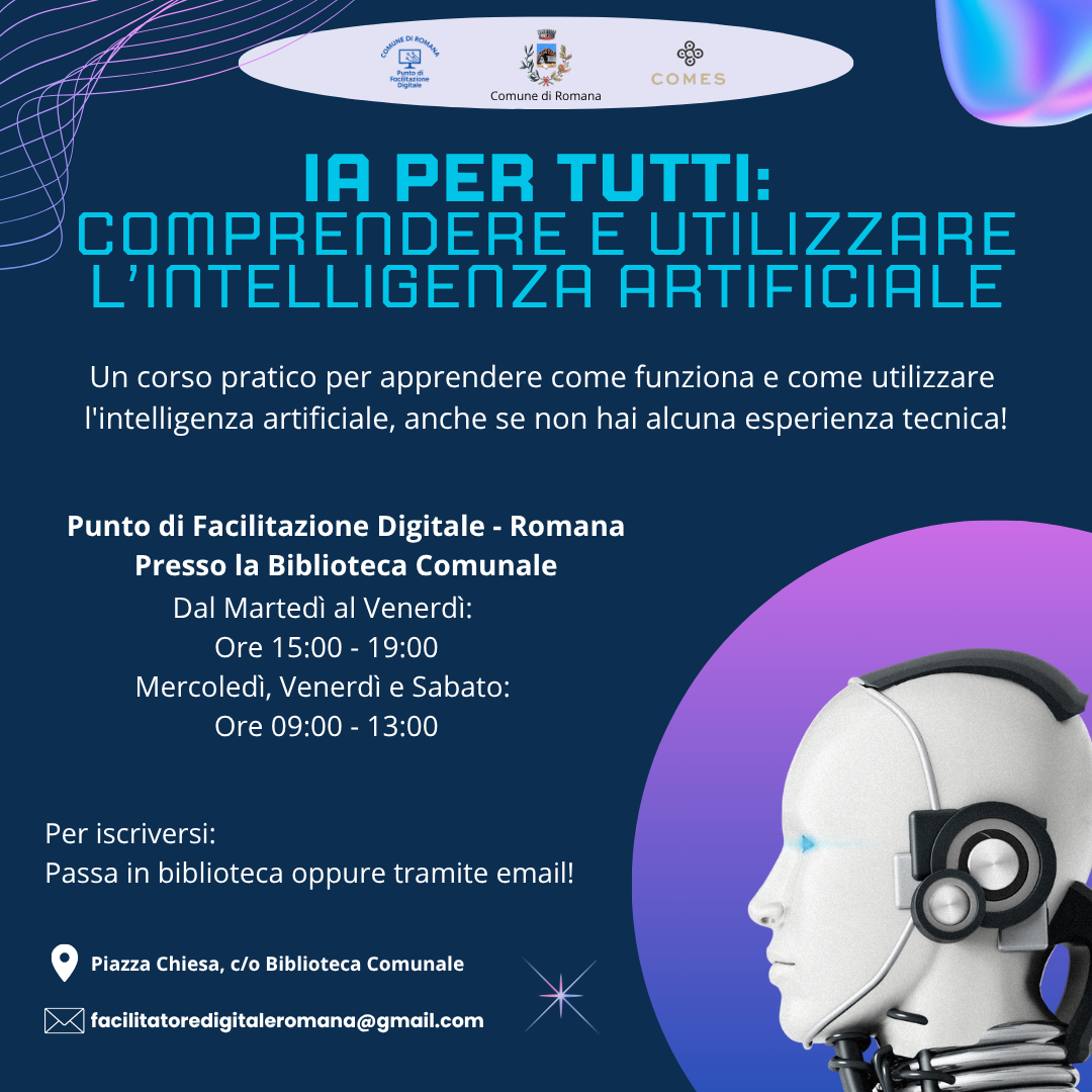 CORSO PRATICO  PER  POTER  UTILIZZARE L'INTELLIGENZA ARTIFICIALE